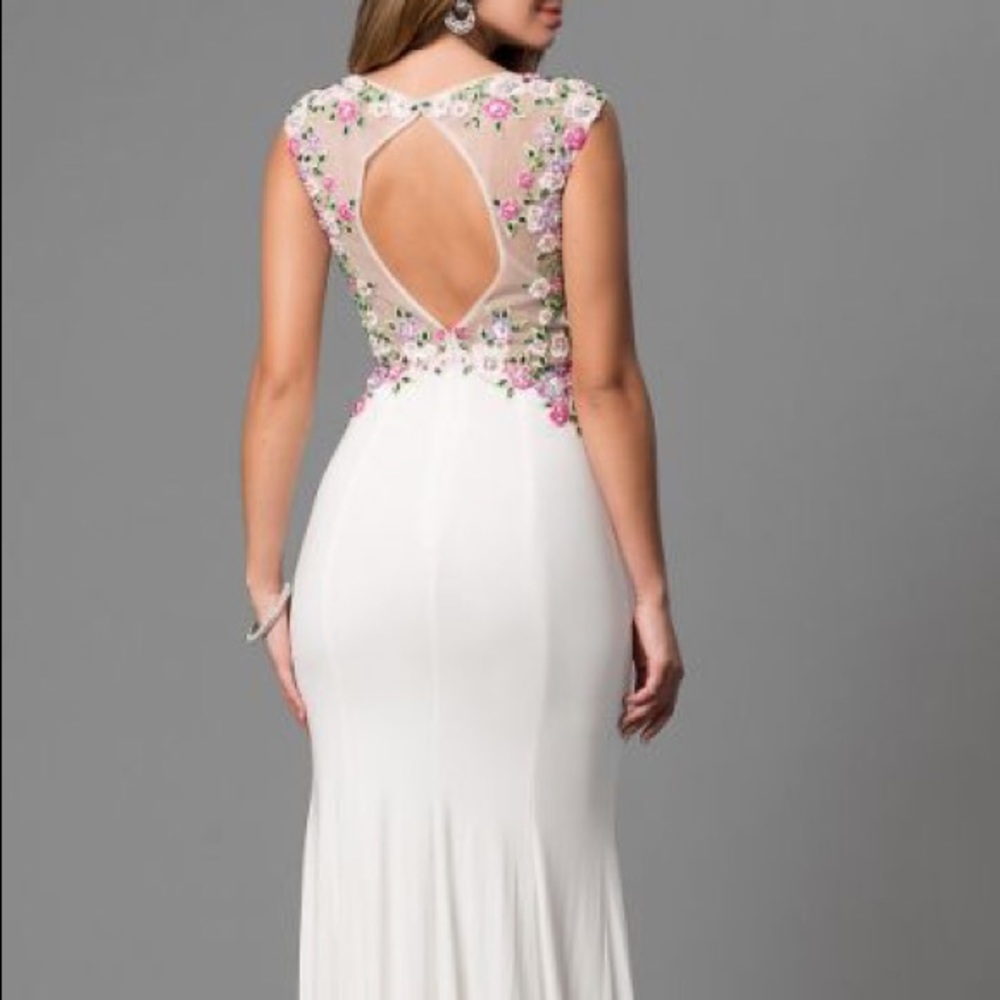 Jovani white/floral gown w/ open back size 2 NWT - Picture 6 of 8